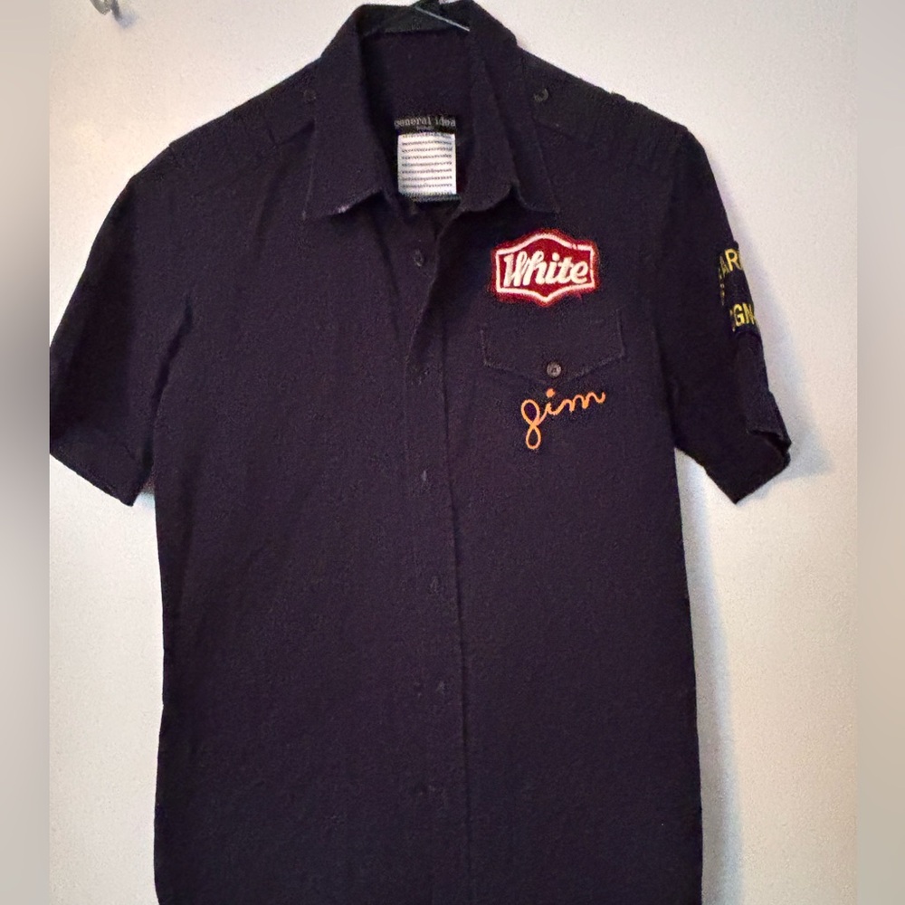 General Idea Men's Blue Embroidered Shirt